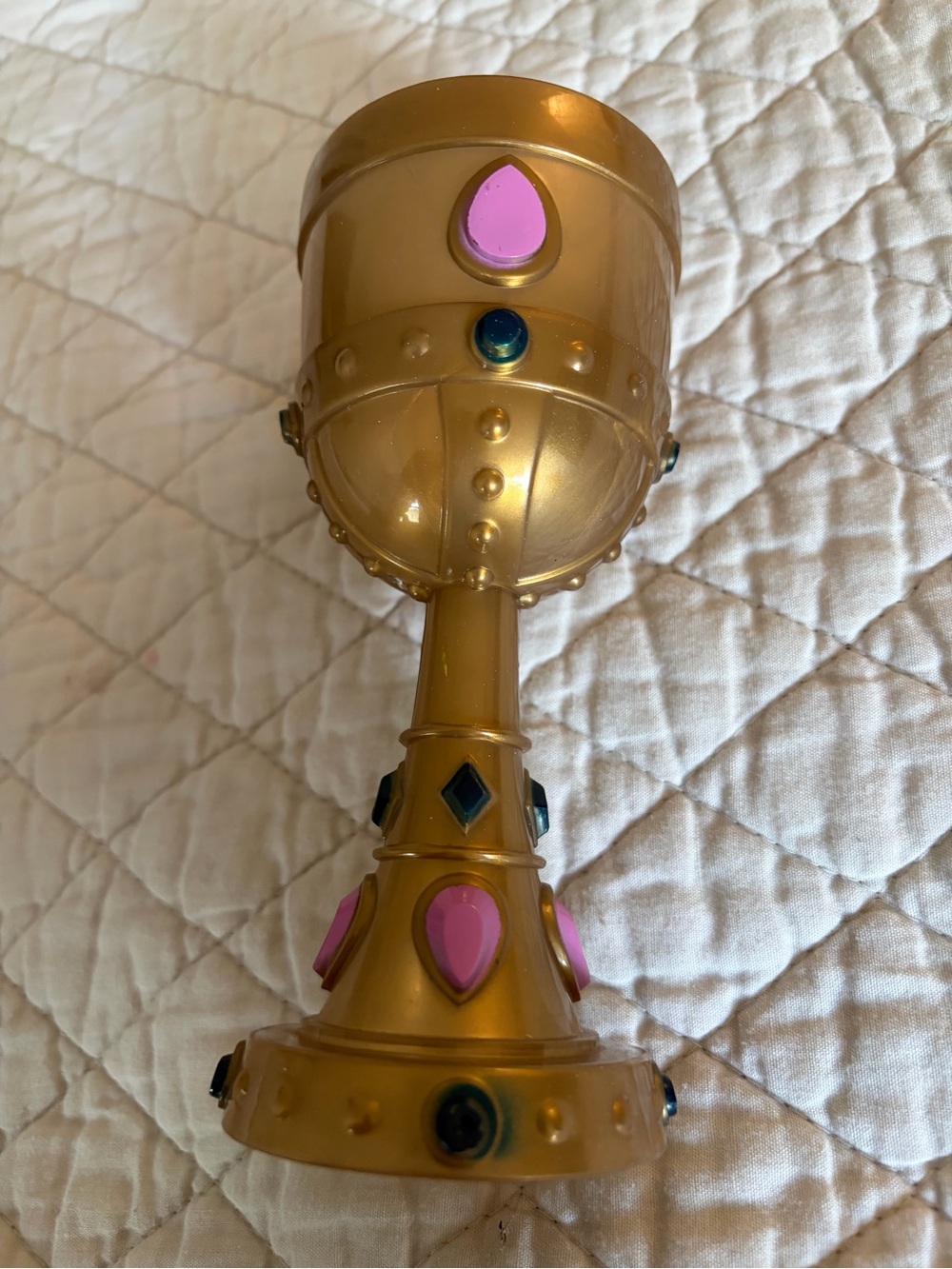 Medieval Style Jeweled Goblet Gold King Queen Pirate Halloween Pink Blue Prop